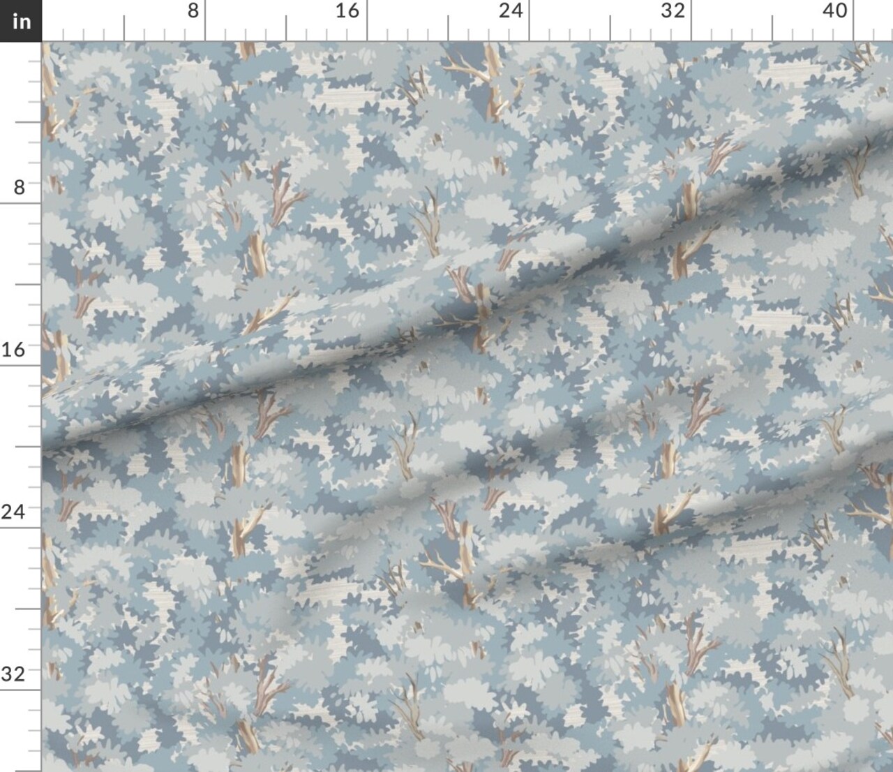 Tree Gray Leaves Modern Botanical Blue Gray Faux Texture Traditional Neutral Nursery Custom Printed Fabric by Spoonflower Various Fabrics by the Yard or Fat Quarter